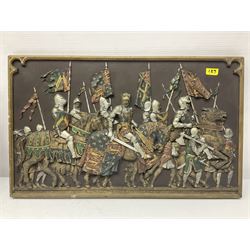 Ricardvs III wall plaque by Elizabeth Sharp for Marcus Replicas and another of medieval knights, largest H25cm, L41cm 