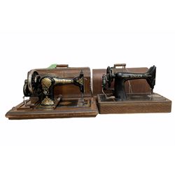 Jones Family C.S sewing machine no. 386392 in case together with Singer sewing machine no. 5126972 in case (2)