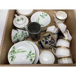 Doulton Lambeth Slaters vase of baluster form decorated with flowers, Chinese ginger jar in the form of a pumpkin, three Le Creuset red ramekins, Hornsea, Paragon Athena pattern tea wares, jardinière and other ceramics in two boxes 