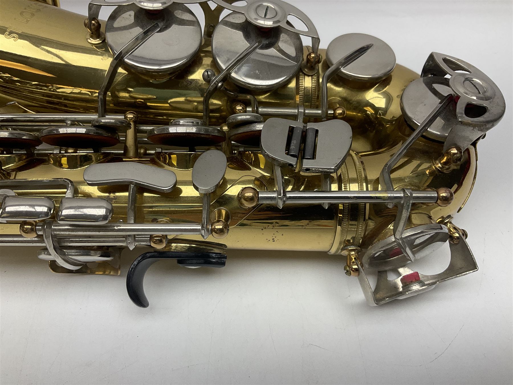 St Louis Alto saxophone, serial no.82437 in John Packer JP Blues 141 carrying case; with two-piece saxophone stand