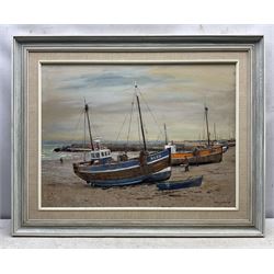 Eric Wale (South African 1916-2001): Beached Boats, oil on board signed 44cm x 60cm 