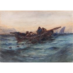 Joseph Richard Bagshawe (Staithes Group 1870-1909): Hauling the Nets in a Whitby Coble, wa...