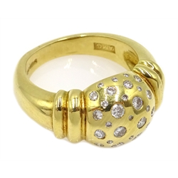  18ct gold diamond set bubble ring, hallmarked   