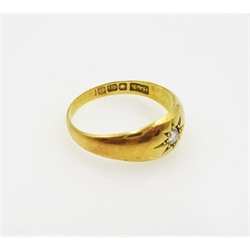  18ct gold single stone diamond gypsy ring hallmarked  
