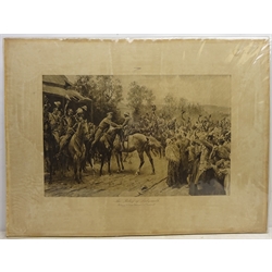  After John Singleton Copley, late 18th century engraving entitled 'The Death of Major Pierson' 81 x 65cm and after John Bacon, a Boer War sepia print entitled 'The Relief of Ladysmith' 54 x 77cm, both unframed (2)  