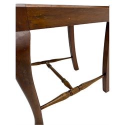 Mixed set of twelve early 20th century mahogany Queen Anne style dining chairs, all with shaped vase backs and cabriole front supports, matching drop-in seats upholstered in tartan patterned fabric