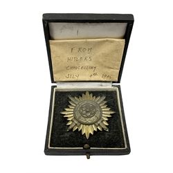 WW2 German Eastern Peoples Award, First Class, in 'gold', cased 