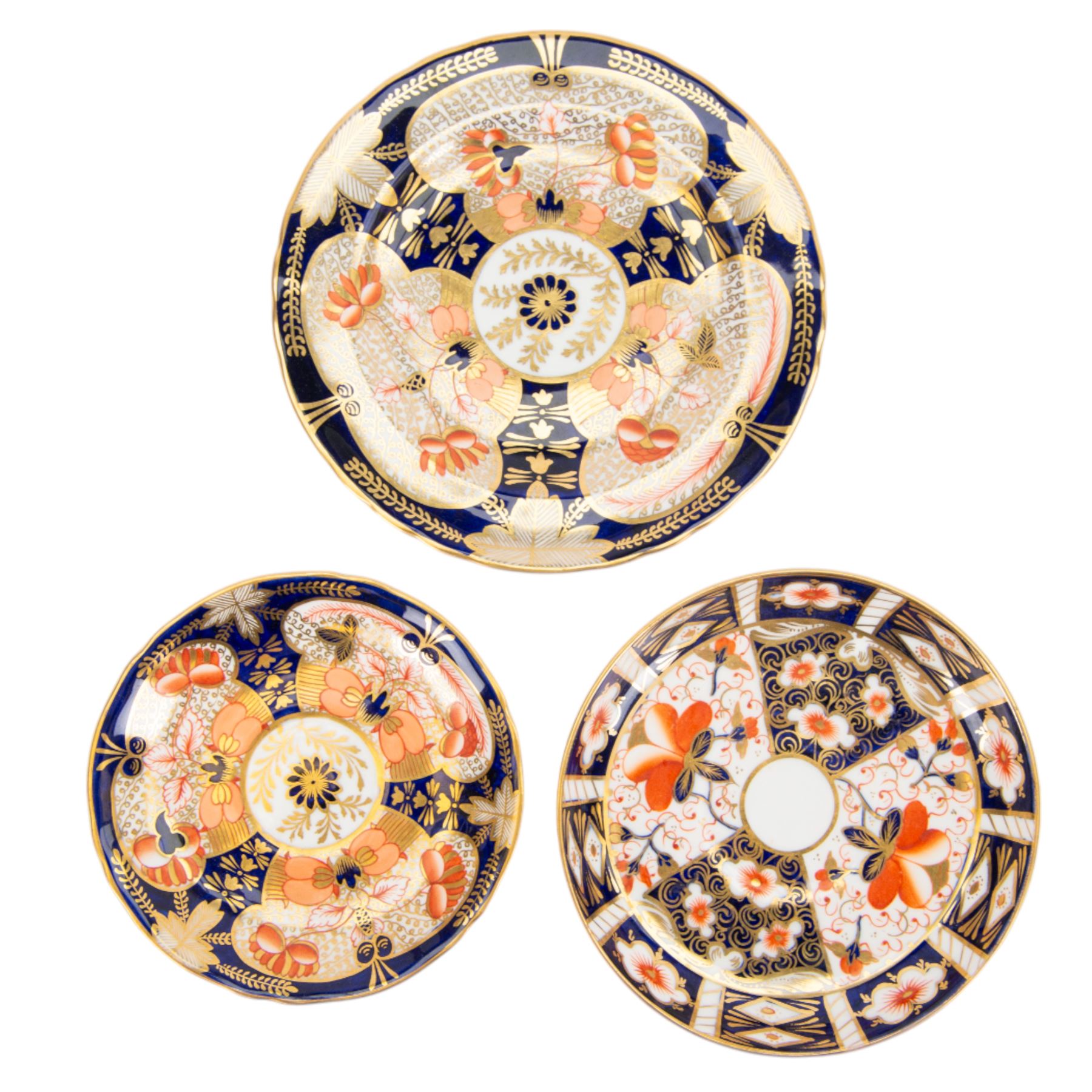 Royal Crown Derby teacups, comprising 4971 Imari pattern trio, two Imari 2541 trios and three Imari pattern 2541 cups and saucers