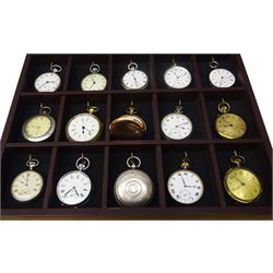 Collection of silver, chrome and plated pocket watches including Limit, Chronographs, and wristwatches