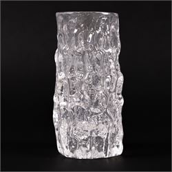 Geoffrey Baxter Whitefriars clear Tree bark vase, H15cm