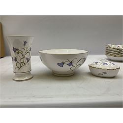 Spode Campanula pattern tulip vase, footed bowl and covered trinket dish, together with six Jlmenau dishes and three other vases 