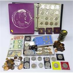  Collection of Great British and World coins including commemorative crowns, 1951 Festival of Britain crowns, small number of pre 1947 Great British silver coins and a small number of world coins with silver content etc  