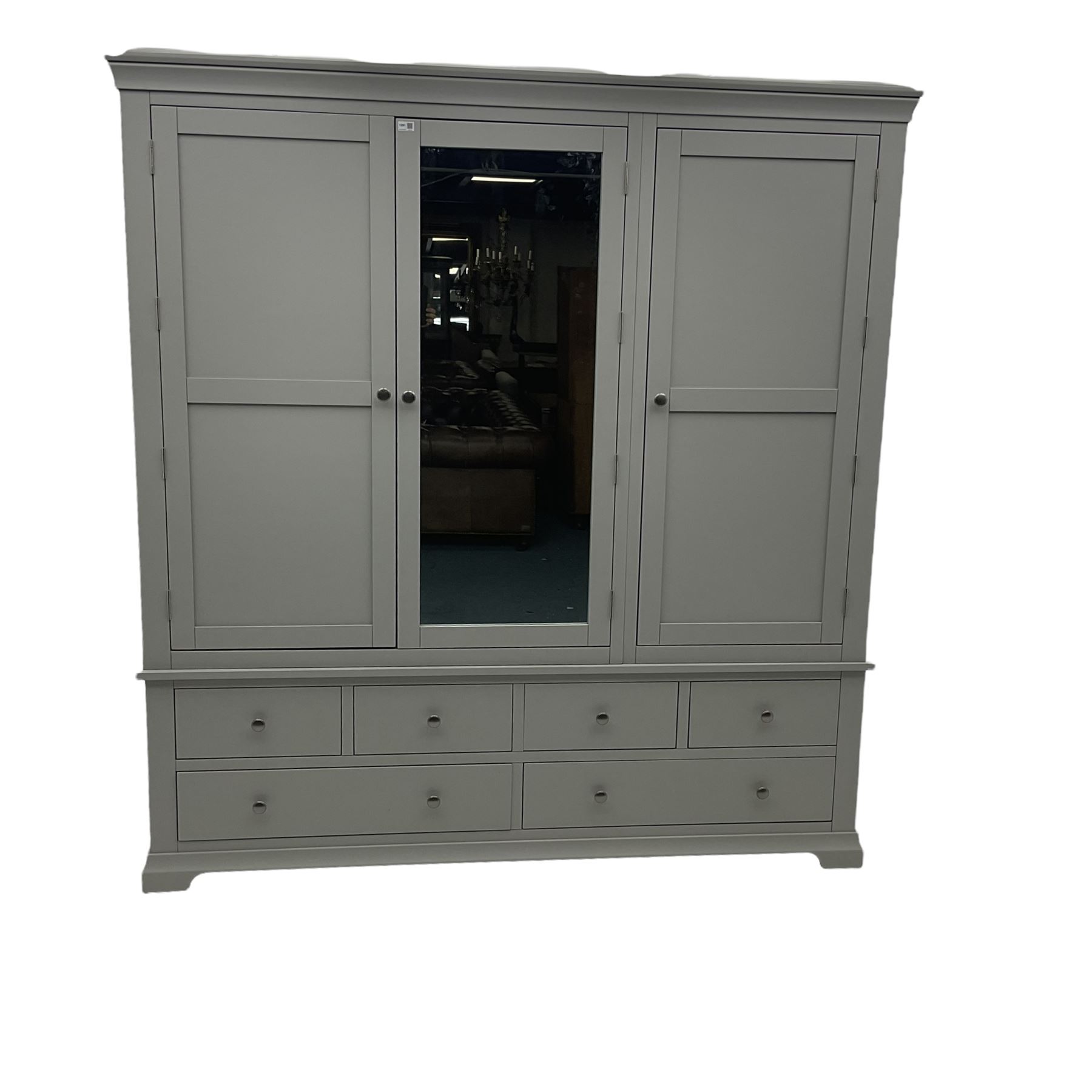 Cotswold Company - grey finish triple wardrobe, with six drawers