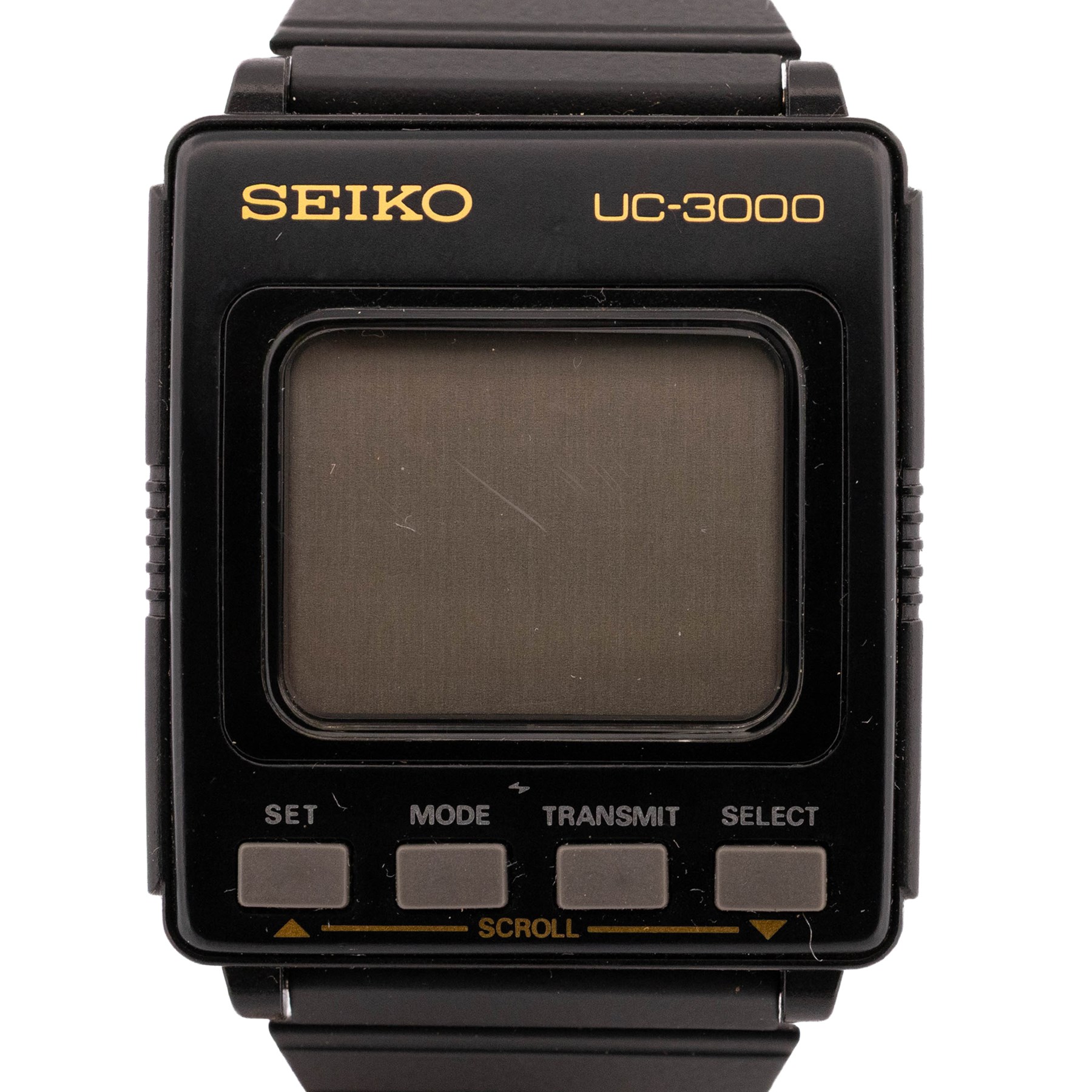 Seiko UC-3000 Memo Diary gentleman's quartz digital wristwatch, boxed with instruction manual and receipt dated 1989
