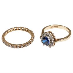 9ct gold topaz and paste heart shaped cluster ring and a synthetic spinel full eternity ring