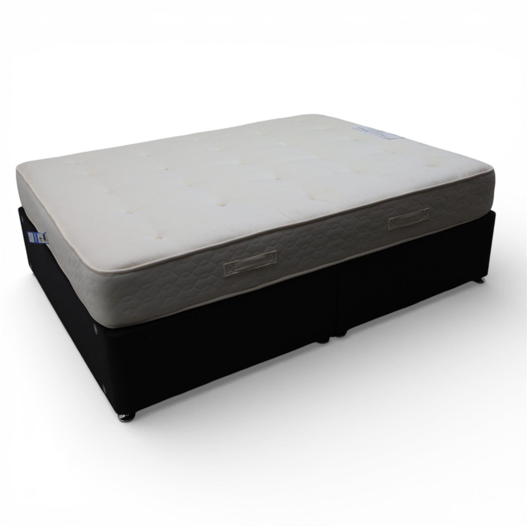 Sealy - Kingsize divan bed and mattress, split grey divan base, Sealy 'Cunarder Supreme' mattress 