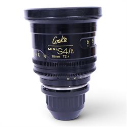 Cooke Mini S4/i 18mm T2.8 prime lens with PL mount, serial no. 8018-0714, with front and back lens caps
