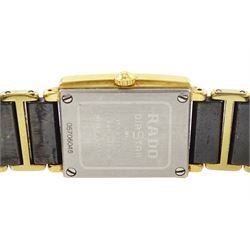 Rado DiaStar jubilé ladies ceramic quartz wristwatch, Ref. 153.0339.3, black dial with diamond dot hour markers and diamond bezel, on integral bracelet, boxed 