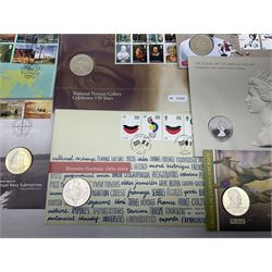 Twenty-two medallic or coin first day covers, including '50th Anniversary of the End of the Second World War' containing 1995 two pounds, 'A Celebration of Football' containing 1996 two pounds etc