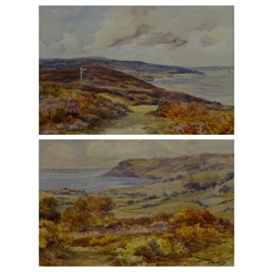  James Ulric Walmsley (British 1860-1954): Robin Hood's Bay from above Fylingthorpe and Stoupe Brow, pair watercolours signed 18cm x 26cm (2)  DDS - Artist's resale rights may apply to this lot     