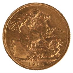 King George V 1914 gold full sovereign coin