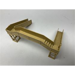 Hornby Dublo - two stations, signal box, 3-piece platform, footbridge, girder bridge etc; and other die-cast trackside and station accessories; all unboxed