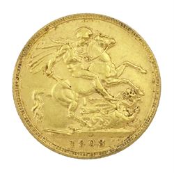 King Edward VII 1903 gold full sovereign coin, Melbourne mint