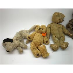 Quantity of early wood wool filled teddy bears for restoration.