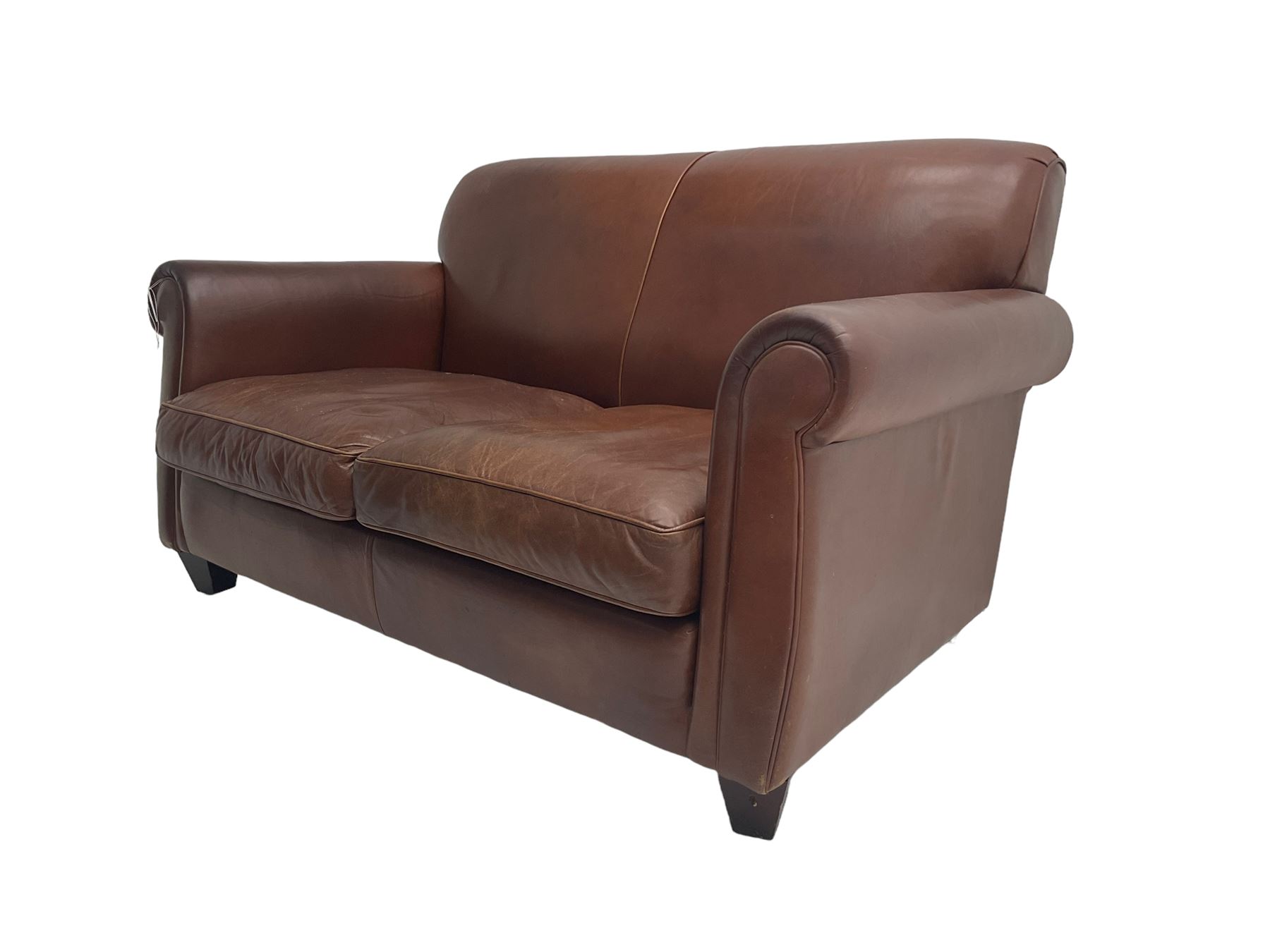 Laura Ashley - 'Exmoor' two seat sofa, upholstered in tan leather