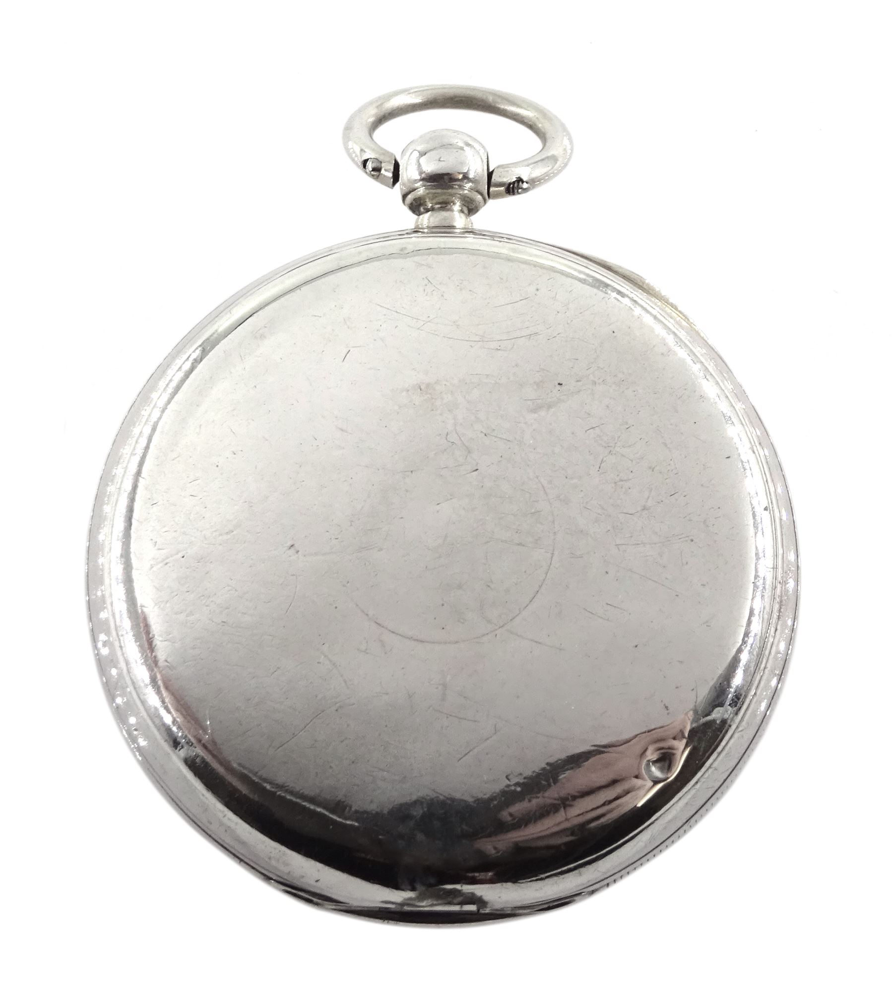 Victorian silver open face key wound 'The 'Ludgate' Watch' by J. W. Benson, London, No. 39648, patent No. 4658, white enamel dial with Roman numerals and subsidiary seconds dial, London 1889 