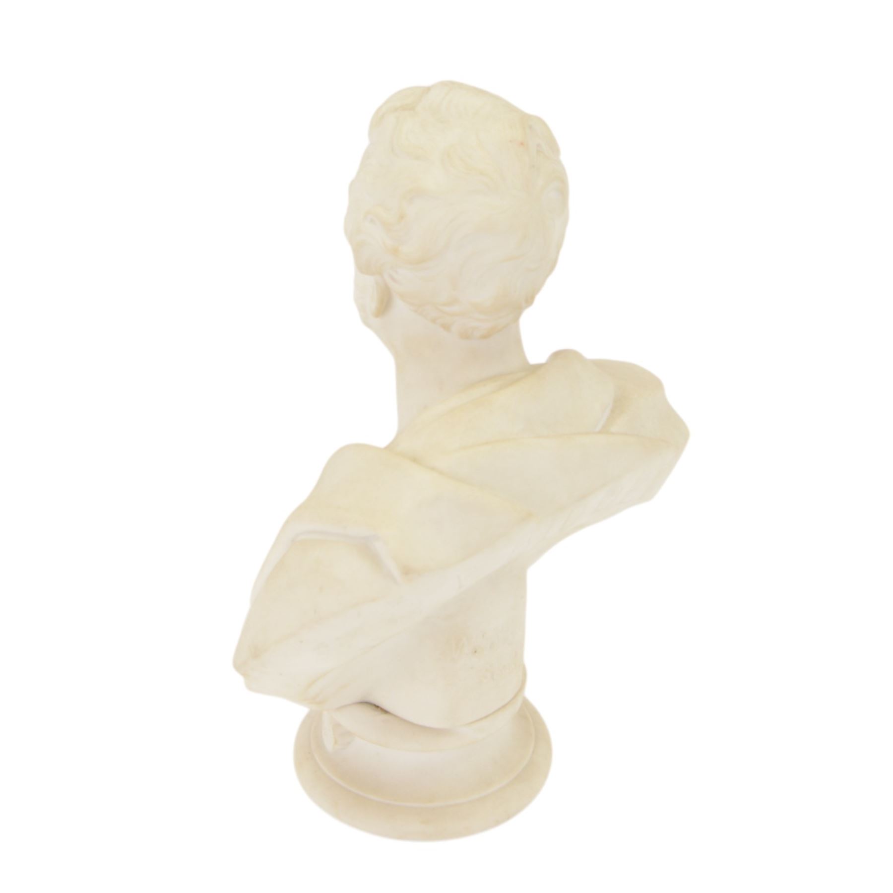 Two Parian busts, the first example of G.P. Bidder, marked W.Wyon to the back, the other of Professor John Wilson, H30cm