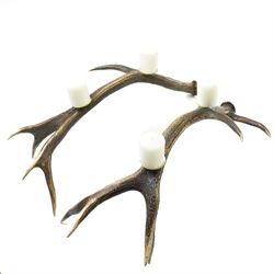 Antlers/Horns -  pair of stags antler candelabra, the six point antlers mounted with two sconces and candles, each approximately W75cm (2)