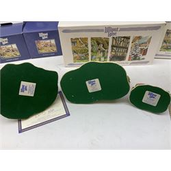 Eight Lilliput Lane models, including Gertrude's garden, Cruck End, Honeysuckle cottage, The Pottery, Huddersfield Railway Station, The Magpie Cafe, Amberly Rose, Summer Days and Shades of Summer, all boxed with deeds