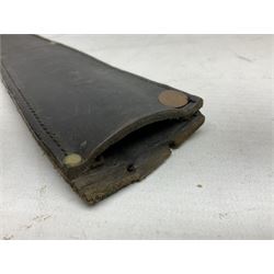 Fairburn and Sykes Commando fighting knife, 3rd pattern with 17cm double edged blade and copperised grip; no markings; in cut-down plain leather sheath L31.5cm