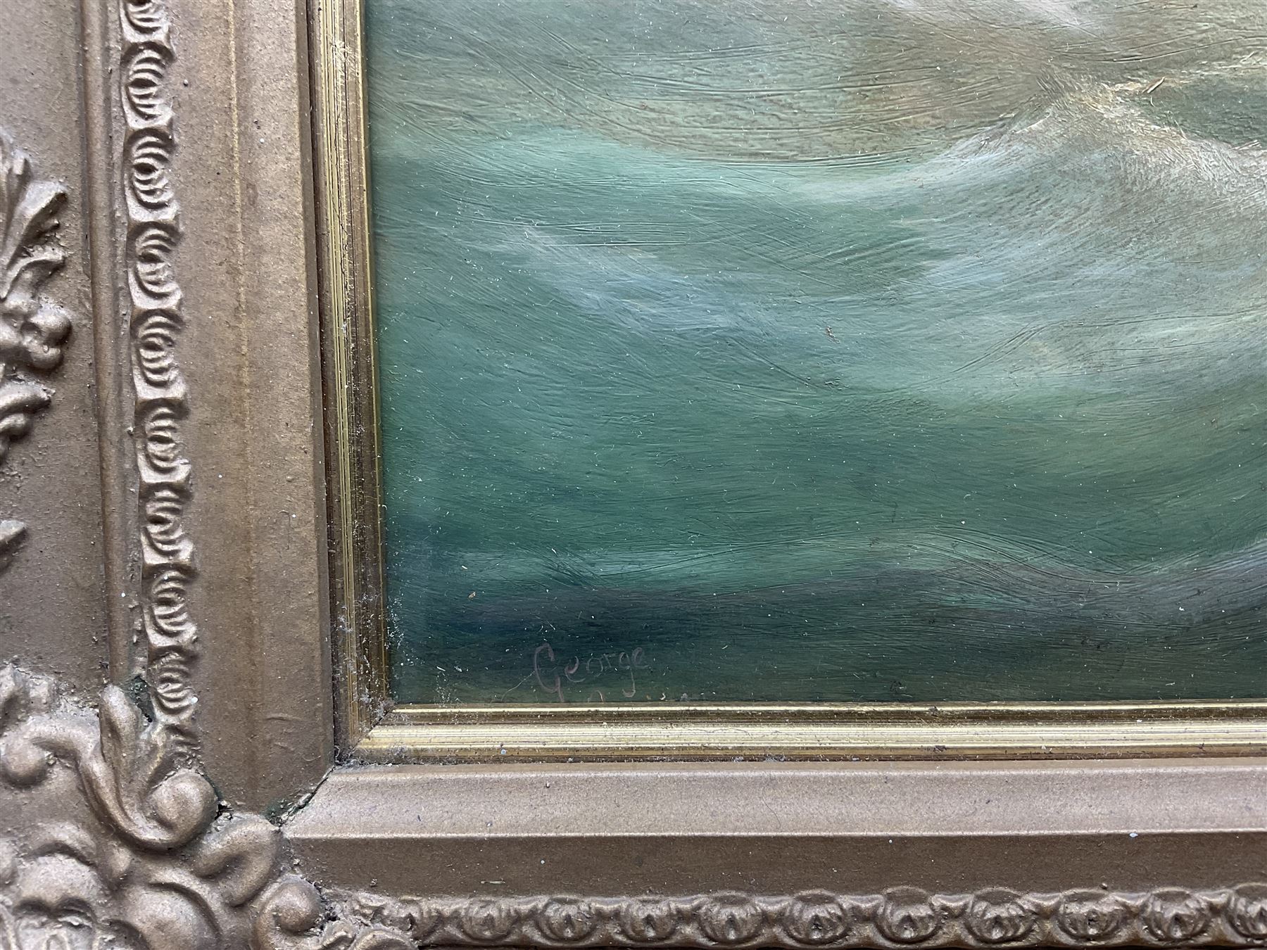 George Frederick Gregory (British/Australian 1821-1887): Rough Seascape with Vessels, oil on board signed 39cm x 49cm 