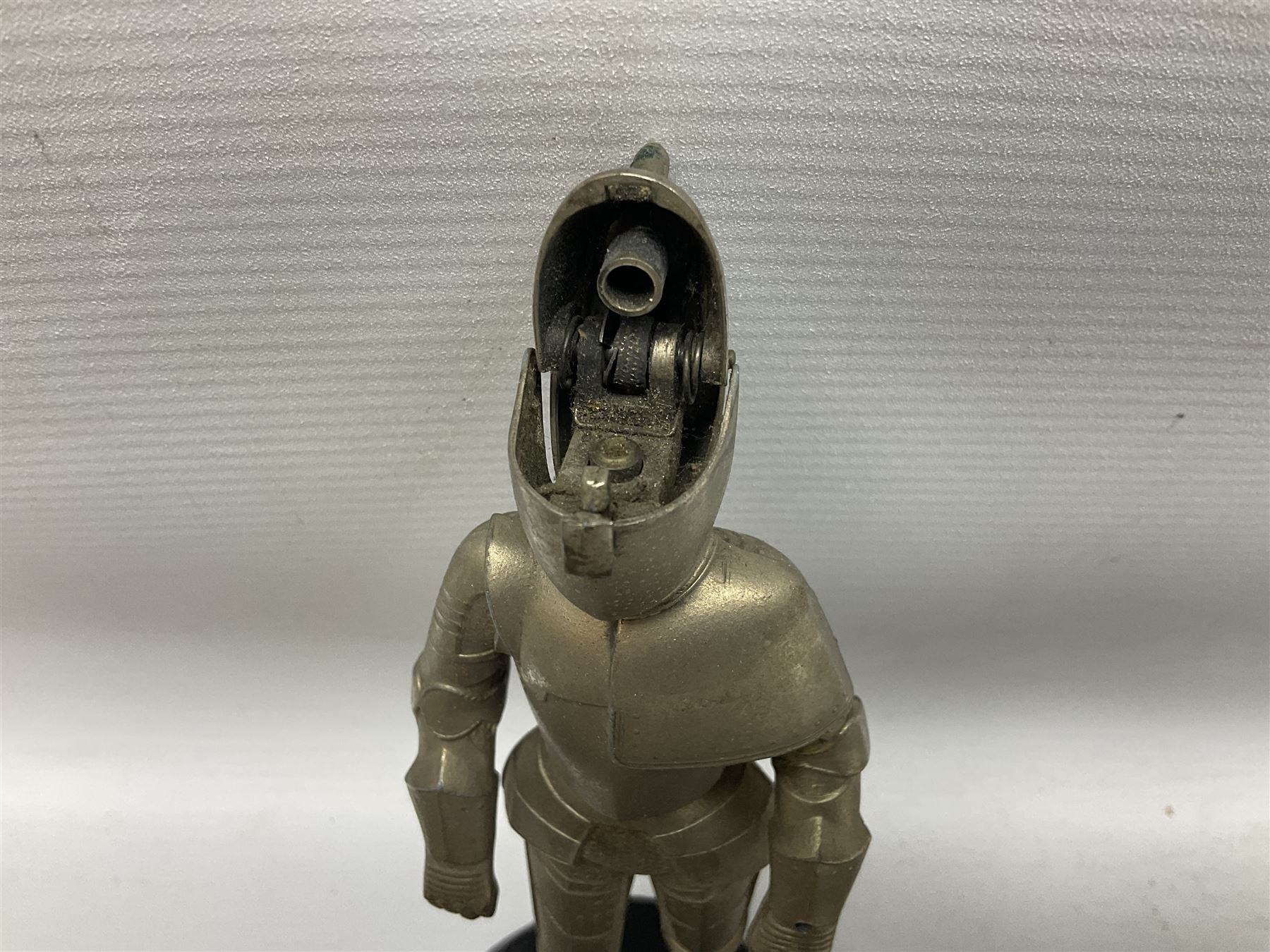 Walking cane, tennis racket, cricket ball (signed) and knight novelty cigarette lighter 