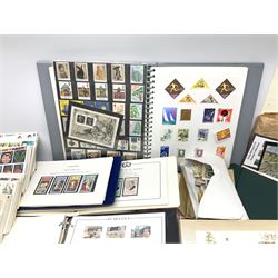 Great British and World stamps including FDCs, small number of Queen Elizabeth II mint decimal stamps, commemorative stamps in small ring binder albums, world stamps including Canada, Pakistan, New Zealand, India,  USA etc, in various albums and loose, in one box