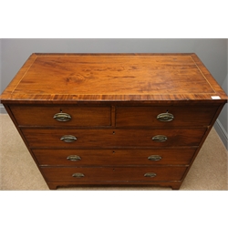  19th century mahogany chest, fitted with two short and two long drawers, bracket supports, W117cm, H103cm, D54cm  