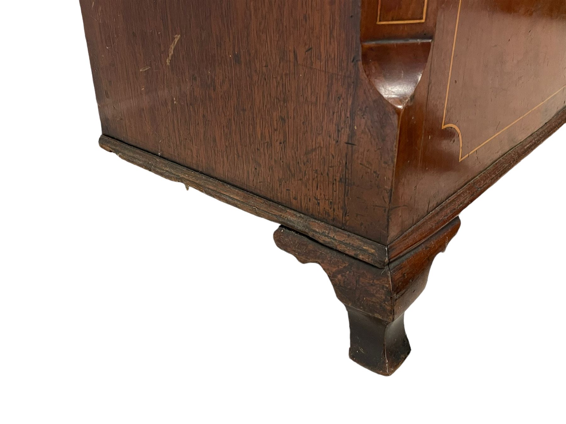 Jeremiah Henderson of Scarborough - 8-day longcase clock in an Elm case c1765,  with a flat top and broad cornice, square hood door flanked by two plain turned pilasters with gesso capitals, long trunk with a conforming door and break arch top, square brass dial with a matted centre, cast spandrels and ringed winding holes, silvered chapter ring with Roman numerals, five minute Arabic's, minute track and finely pierced matching steel hands, dial pinned to a rack striking movement with an anchor escapement. With weights and pendulum. Jeremiah Henderson was the son of Robert Henderson, the first recorded clockmaker in Scarborough. 