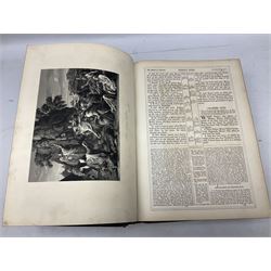 Victorian The Family Devotional Bible, by Rev Matthew Henry, pub. London and New York, The London Printing & Publishing Co, circa 1860, with steel engraving plates and gilt edges, L35cm
