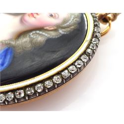 Christian Friedrich Zincke (German 1683-1767)
Portrait miniature upon enamel, circa 1750
Head and shoulder portrait of a young woman in blue gown, her hair adorned with pearls 
Within gilt frame, with old cut diamond border and white enamel inner border 
Oval 4.5cm x 3.5cm

Provenance
Purchased by the current vendor from Judy & Brian Harden Antiques September 98

Born in Dresden in 1683, Christian Friedrich Zincke travelled to London in 1706 to work at the studio of miniature painter and enamellist Charles Boit; later inheriting Boit's fashionable clientele. 
During his time in London Zincke is said to have dominated the market, training a number of well known English miniature painters including William Prewett, and also gaining Royal patronage aided by the endorsement of notable portrait artist Sir Godfrey Kneller.
Zincke worked extensively for the Royal Family, including George II and Frederick Prince of Wales, and is arguably the most successful enamel painter of the period in which he worked. 


