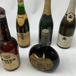 Mixed alcohol including: Beaujolais-Villages Chateau Des-Vergers, Kupferberg Gold, Aime Boucher, Murfa Tlar, Pieroth, Emva Dry Sherry, Two Mateus Rose, various proofs and contents, 8btls