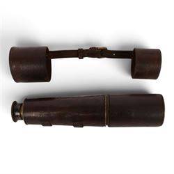 Military three drawer telescope with Ross lens, both in leather cases