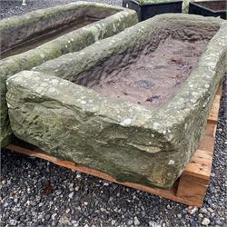 Two rectangular carved stone troughs - THIS LOT IS TO BE COLLECTED BY APPOINTMENT FROM DUGGLEBY STORAGE, GREAT HILL, EASTFIELD, SCARBOROUGH, YO11 3TX