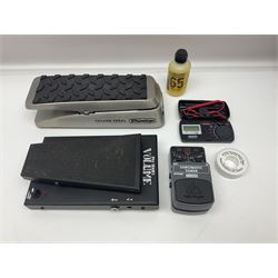 Dunlop Volume Pedal, Morley Pro Series Volume pedal, Behringer TU300 Chromatic Tuner, Sealey Digital multimeter etc; in Antler carrying case
