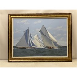 James Miller (British 1962-): Big Class Yachts - 'A Stiffening Breeze', oil on canvas signed, titled verso 62cm x 87cm