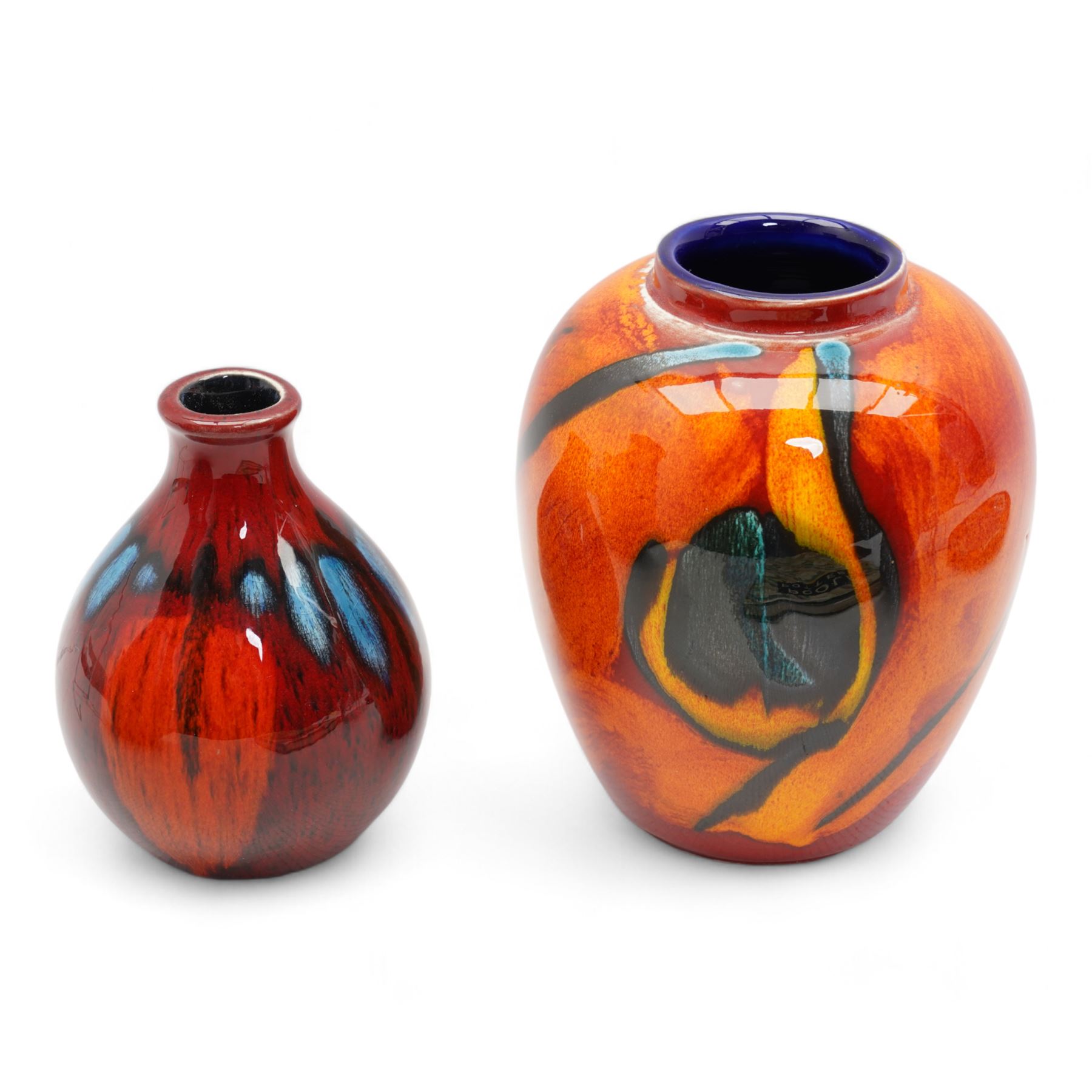 Poole Pottery Maple pattern vase H26cm and plate signed by Nicola Massarella, together with other Poole Pottery including 'Infusion' plaque, two vases and Poole Pottery - Carter & Company and their Successors 1873 - 1998 by Leslie Hayward edited by Paul Atterbury 1998 hardback book (6)