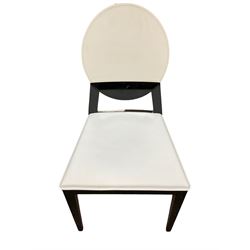 Casabella Dolce Vita black gloss and glass extending dining table, rectangular, and set six chairs black and white dining chairs