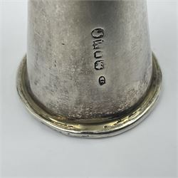 Victorian silver novelty table lighter, modelled in the form of a horn, hallmarked Joseph Braham, London 1887, L19cm