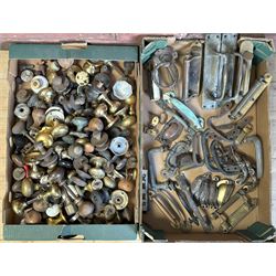 Quantity of antique door furniture, fixtures and fittings etc, including bin pulls, door k...